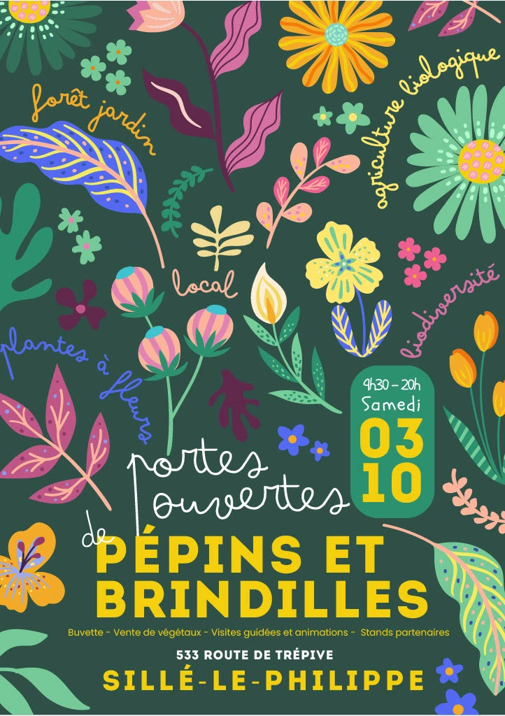 Affiche des portes ouvertes de Pépins et Brindilles